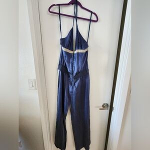 Vintage JLo Collection Silk Elegant Blue/purple Halter Jumpsuit